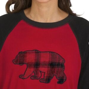 Women's Eddie Bauer Holiday Christmas Pajamas Red Black Bear XL Top Pants NEW